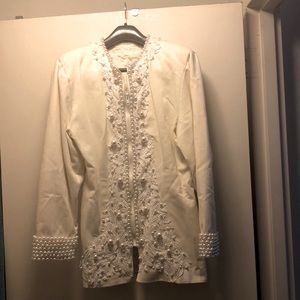 White Jacket With Pearl beading by Richard Bowman